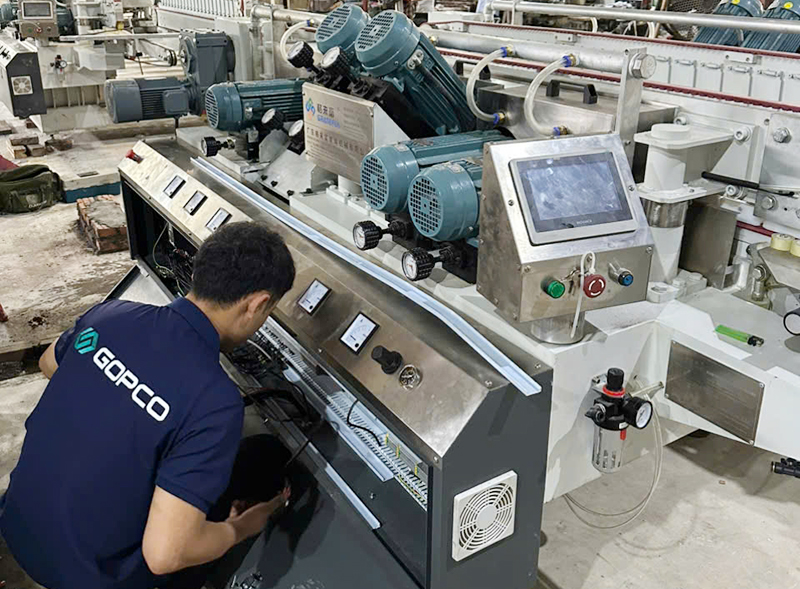 Lắp đặt chuyển giao dây chuyền mài kính song cạnh tại công ty kính Nam Phát